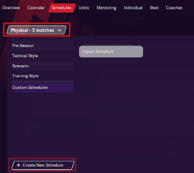 import training schedules in Football Manager