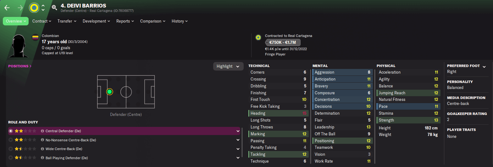 FM22 Hidden Wonderkids Deivi Barrios