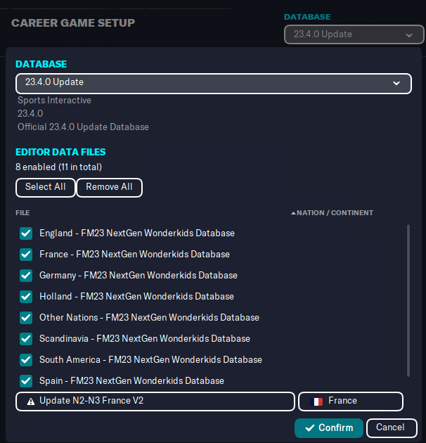 Loading the files of FM23 Nextgen wonderkids database