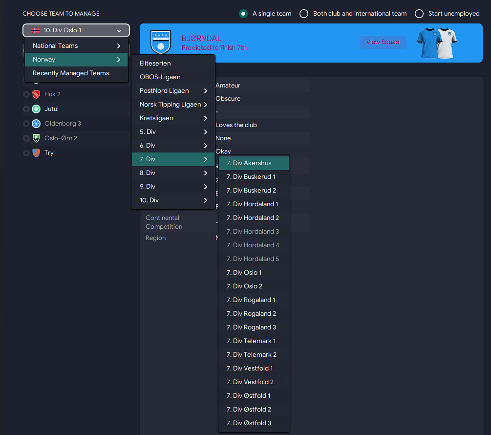 FM23 Norwegian lower league database regional divisions
