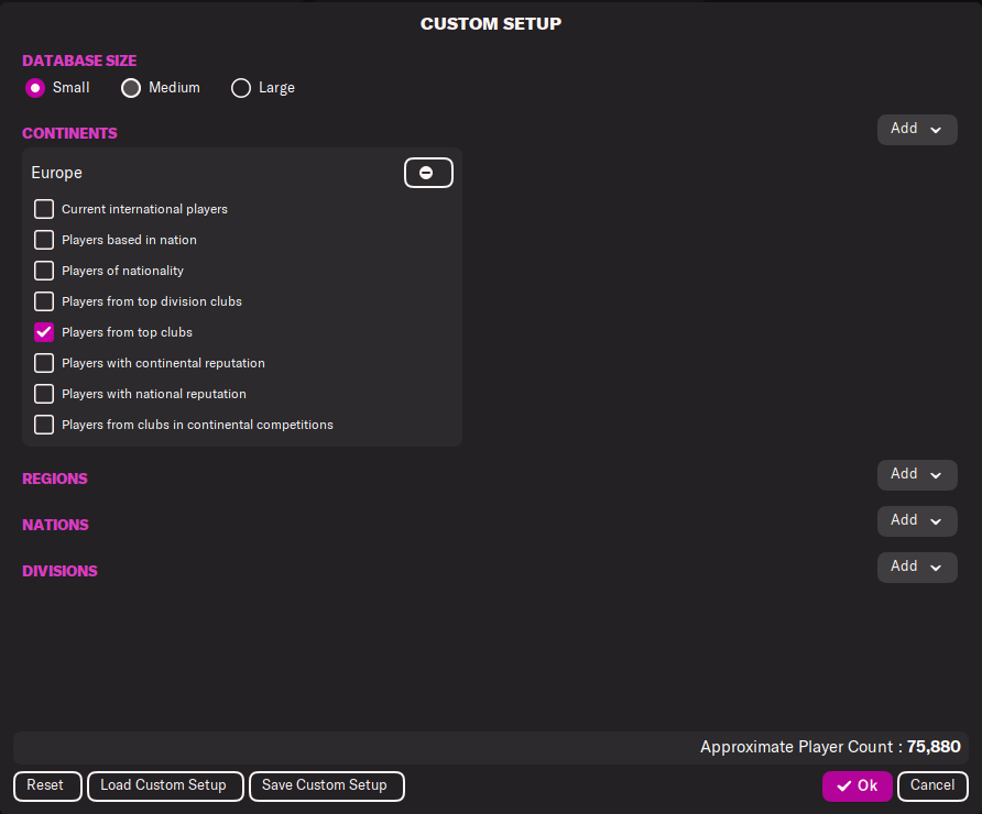 Football Manager advanced database custom setup
