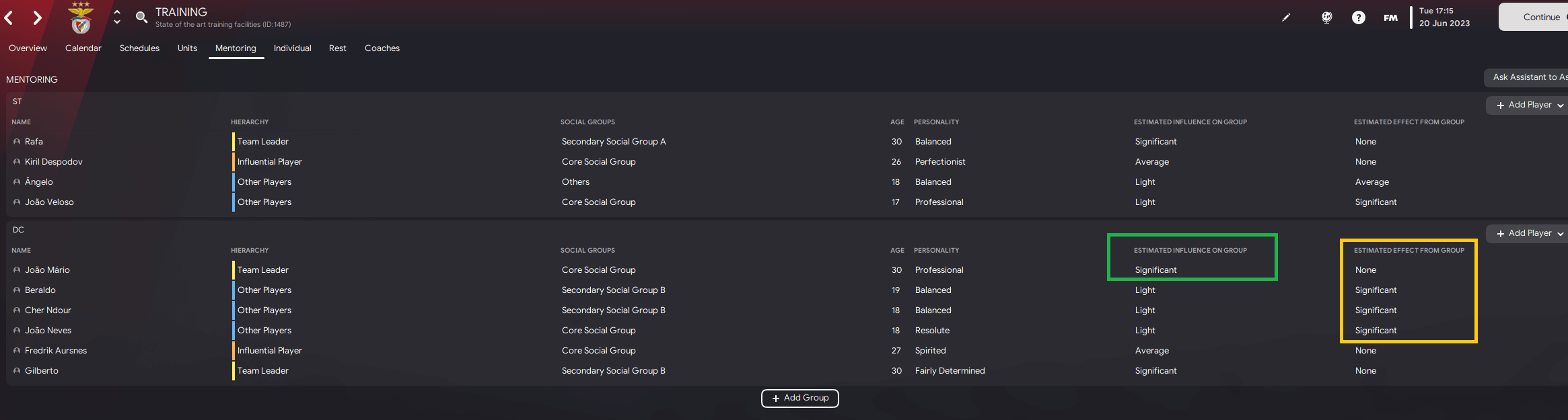 Football Manager mentoring groups