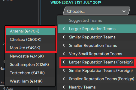 pre season friendly matches income