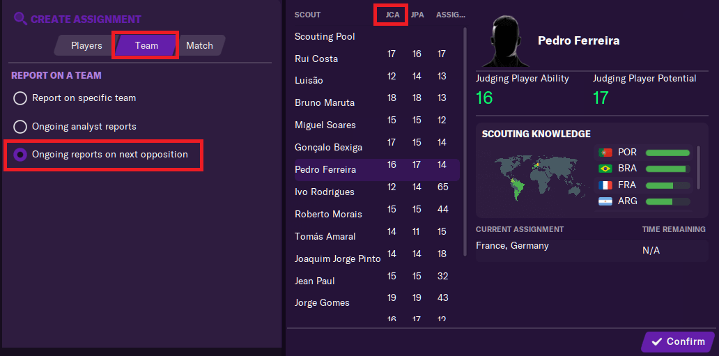 next opposition scouting assignment