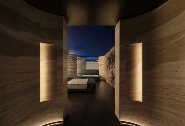 View through the open door of A.H. Beard China Flagship Store in Shanghai.