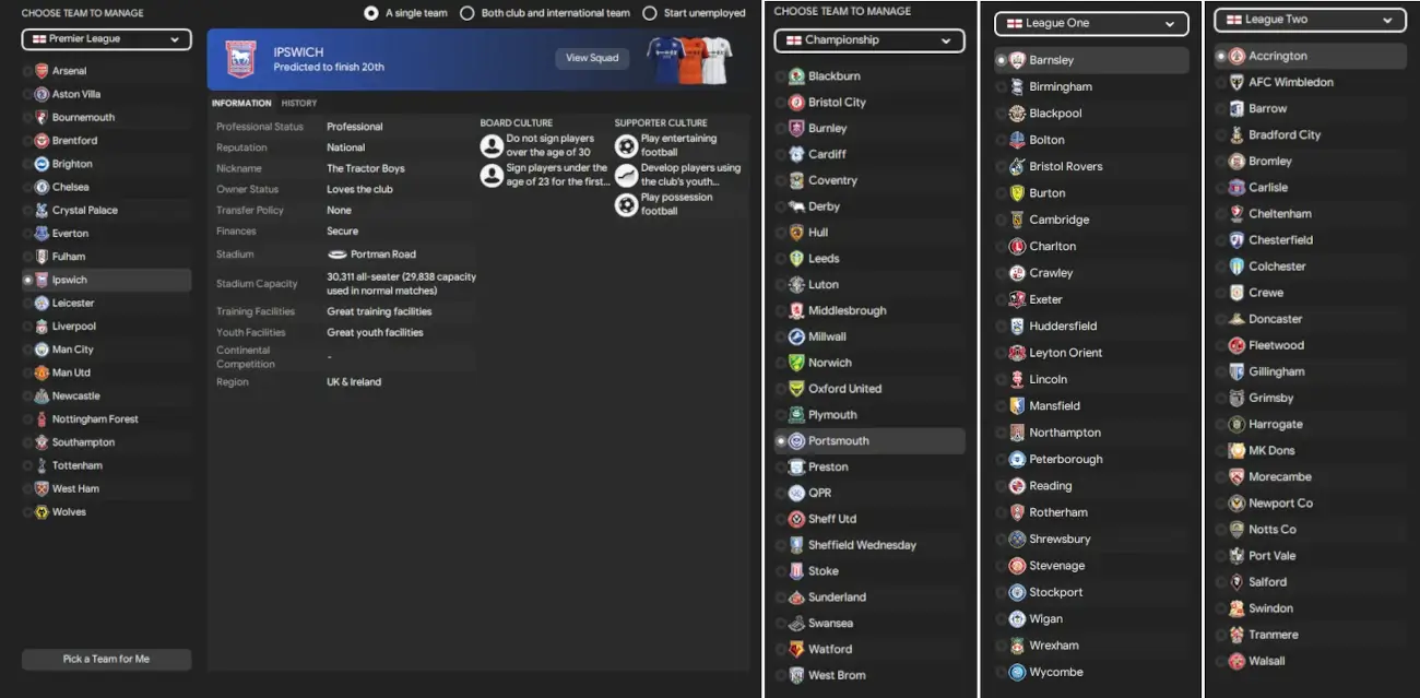 English Premier League 2024-25 season league table plus below divisions