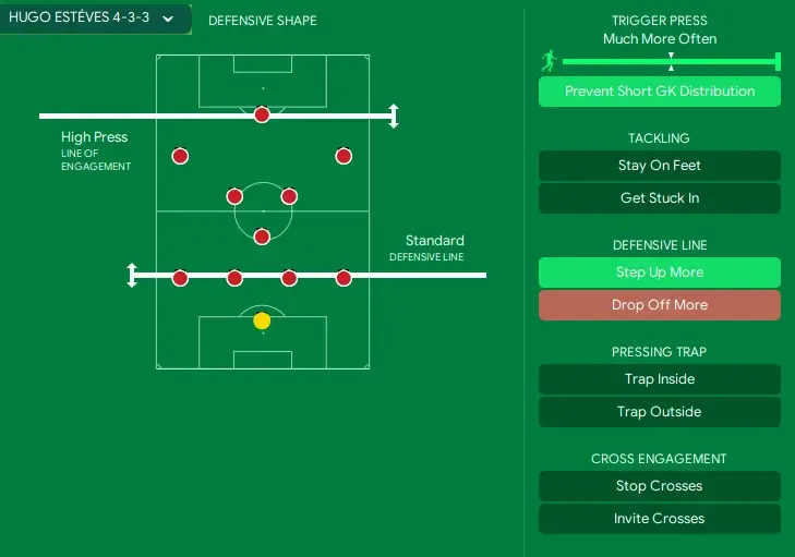 FM24 Les Violets Invincibles 4-3-3 tactic out of possession
