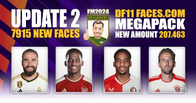 Football Manager 2024 DF11 Faces Update pack 2