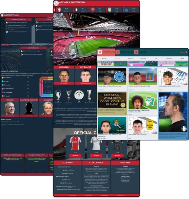 FM24 Mustermann Broadcasting network and club overview