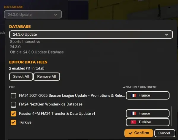 FM24 Transfer update - choosing database files
