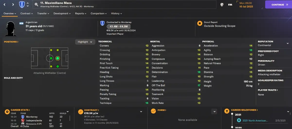 FM24 Argentinian bargains Maximiliano Meza
