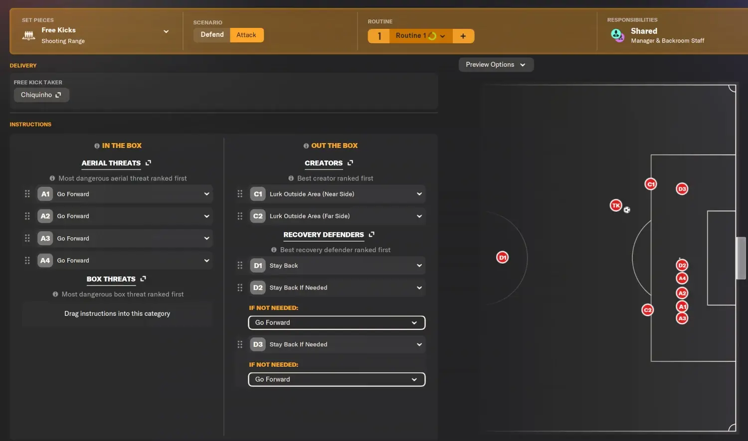 Football Manager 2024 set-piece creator free kicks