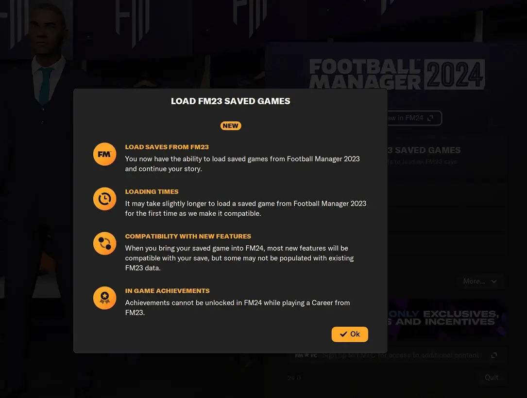 football manager 2024 new save game information