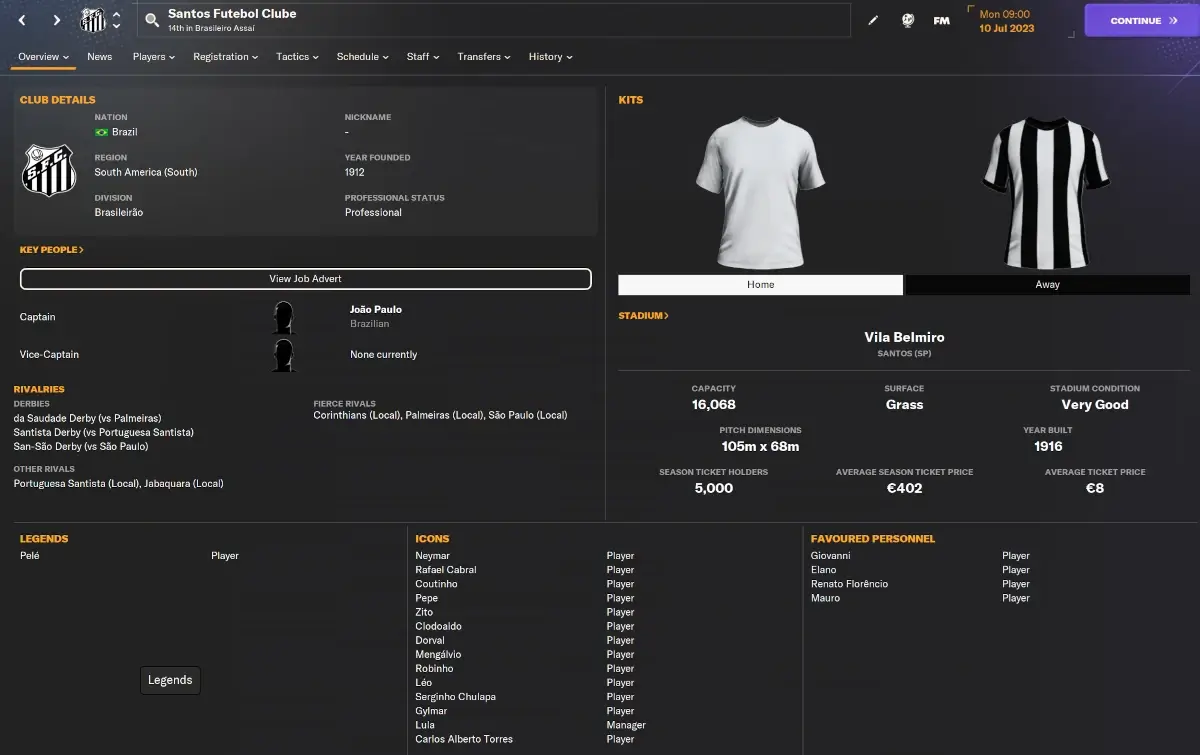 Rebuilding fallen giant Santos in Football Manager 2024