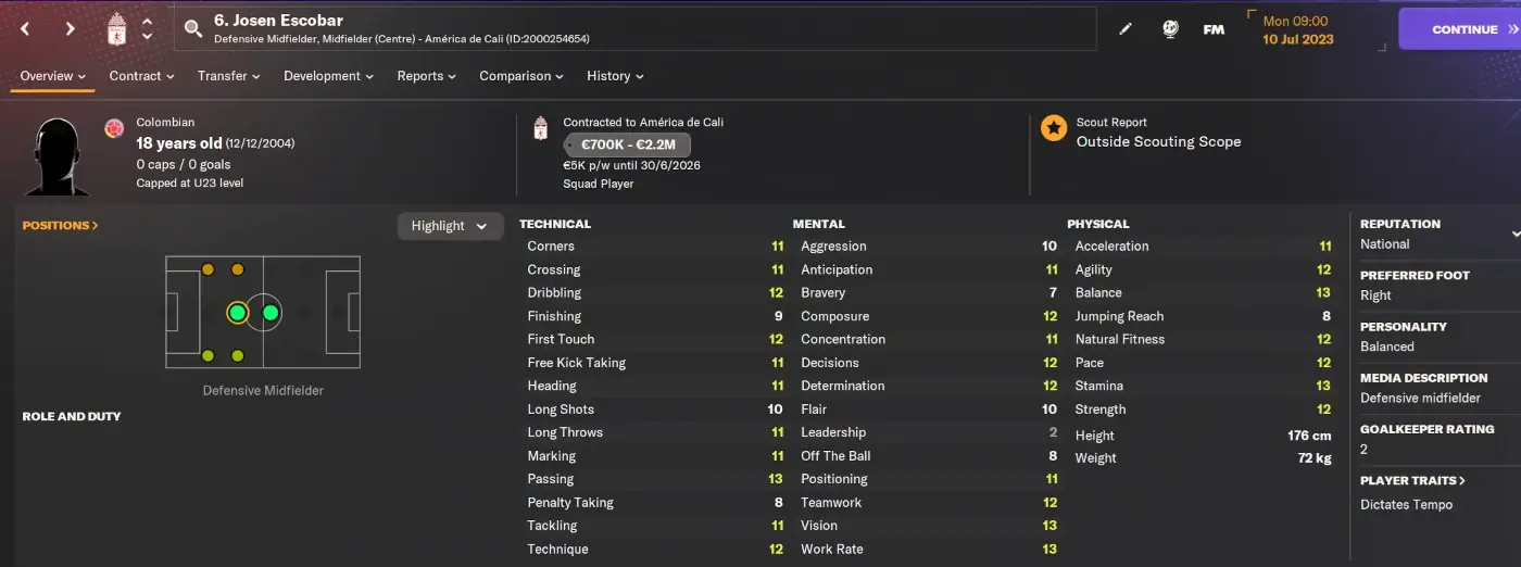 Hidden Colombian wonderkid Josen Escobar on FM24 Winter Transfer Update