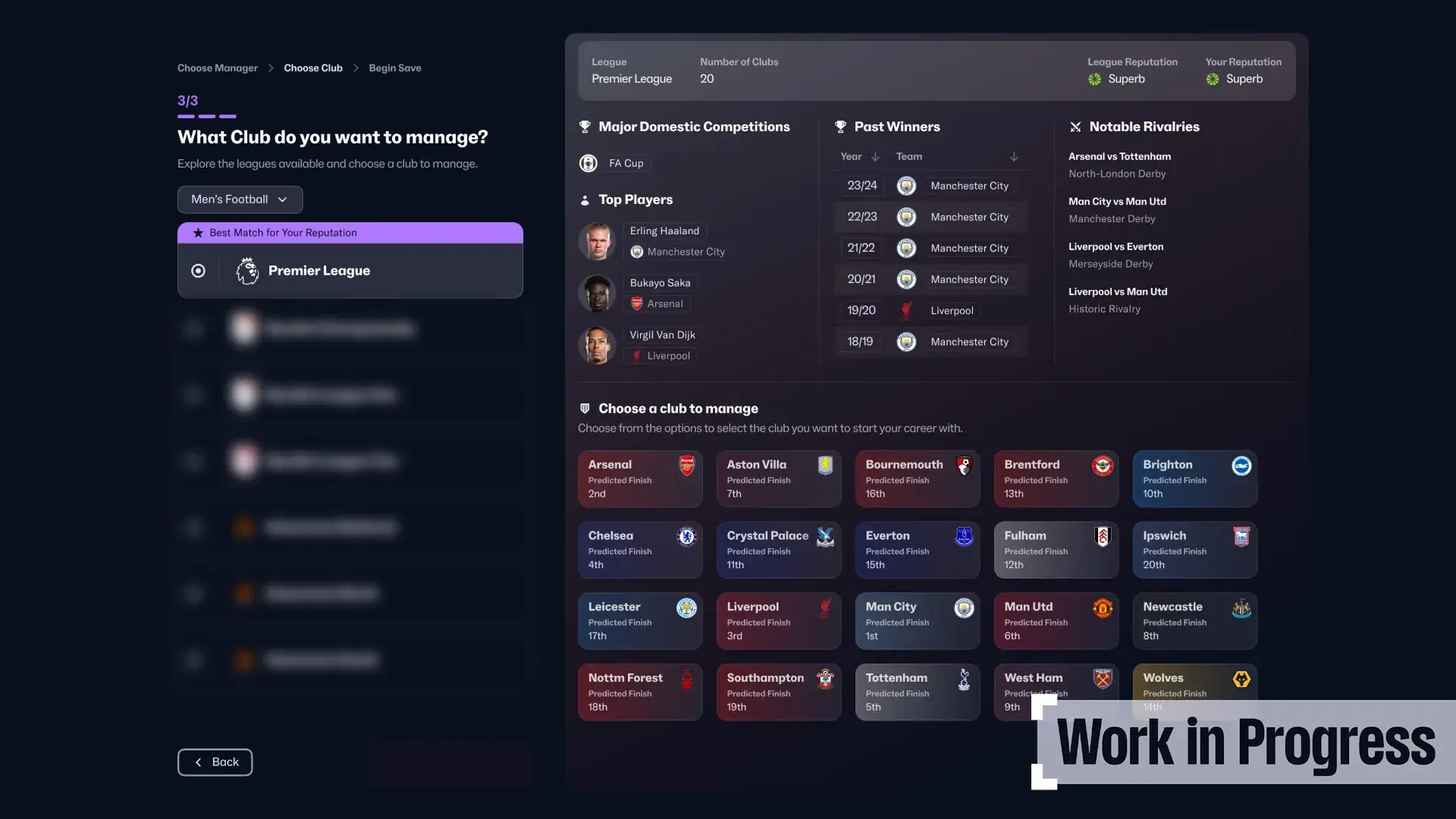 How to choose clubs to manage on Football Manager 25