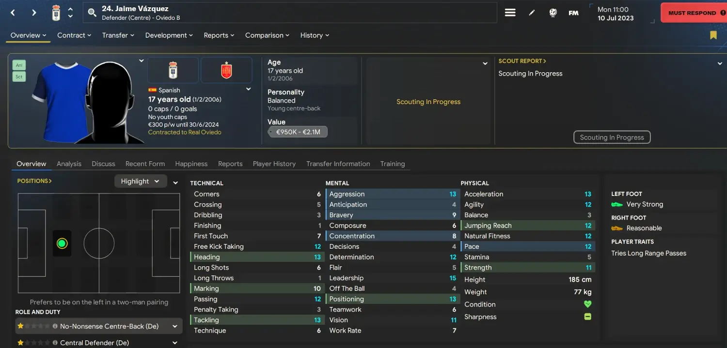Jaime Vazquez player profile FM24 cheap wonderkids bargains