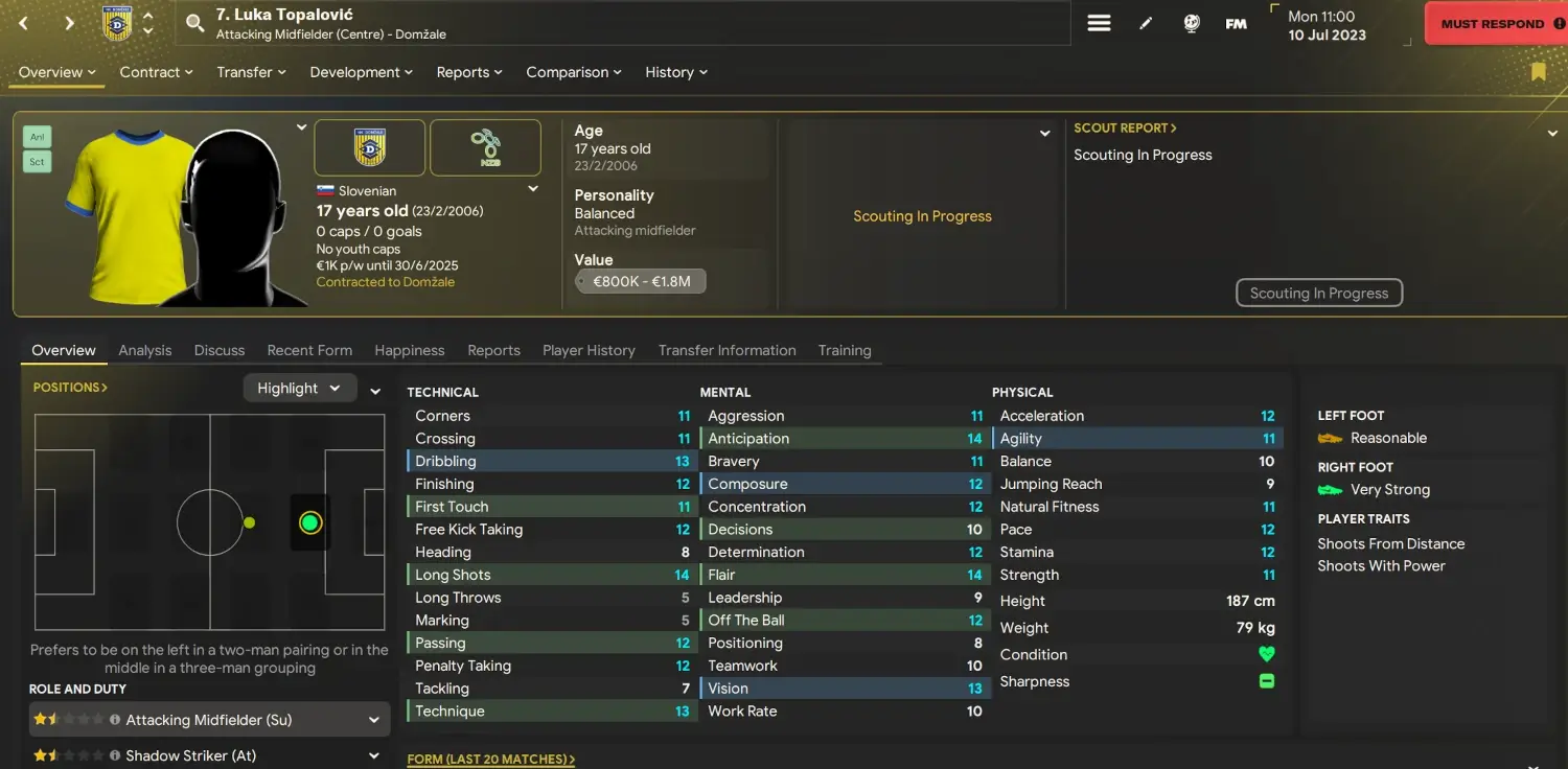 Luka Topalovic cheap hidden gem attacking midfielder Football Manager 2024