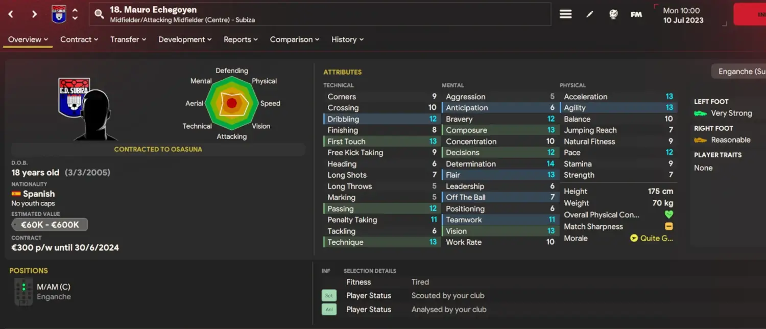 Mauro Echegoyen in Football Manager 2024 - FM24 cheap wonderkids bargains