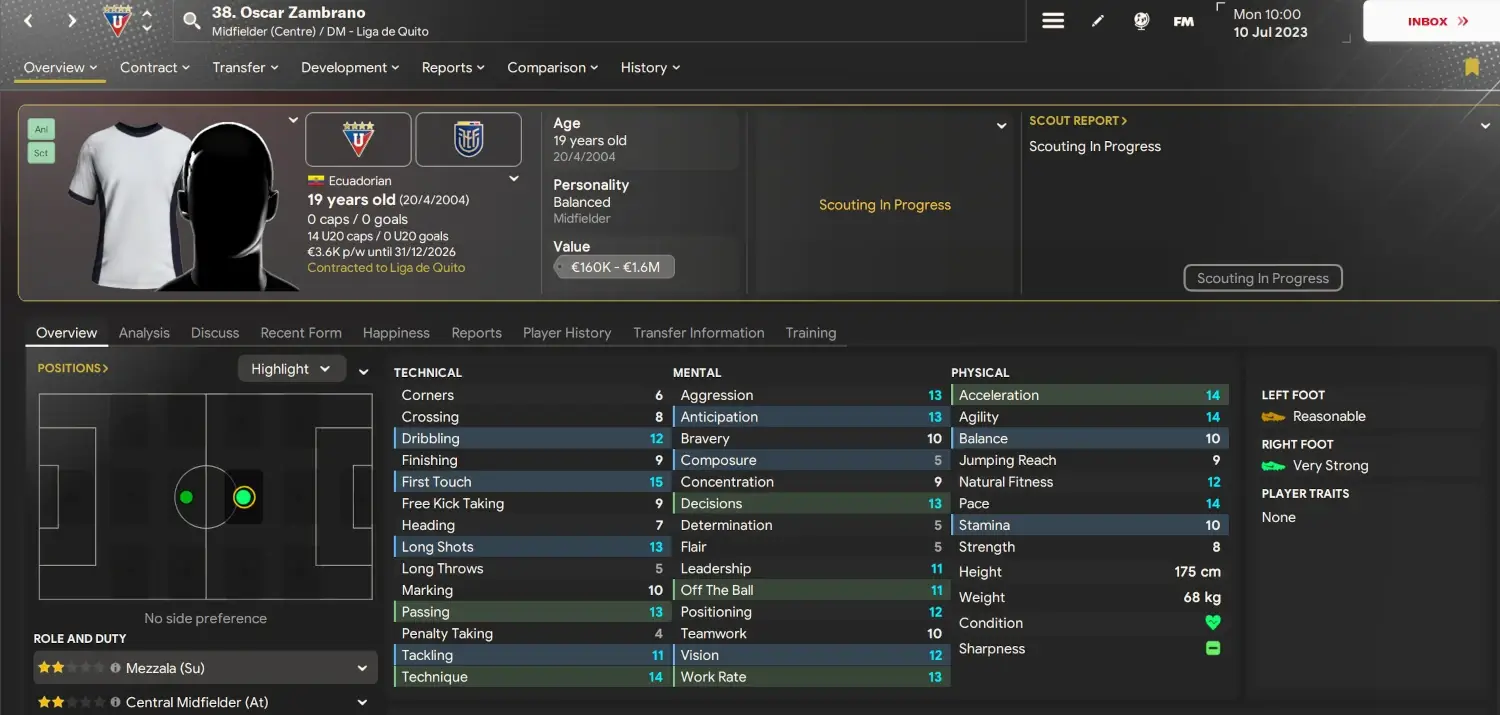 Oscar Zambrano player profile FM24 cheap wonderkids bargains