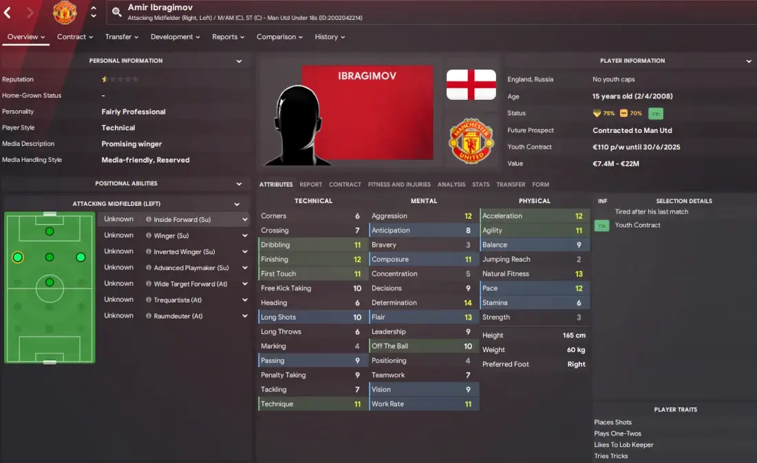 Potential FM25 English wonderkid Amir Ibragimov on FM24