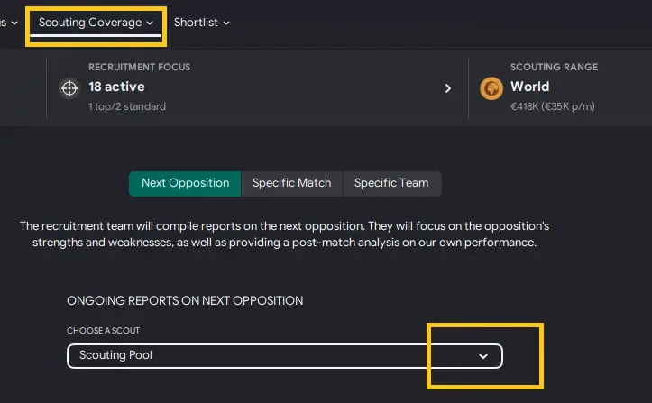 scouting next opposition in FM23