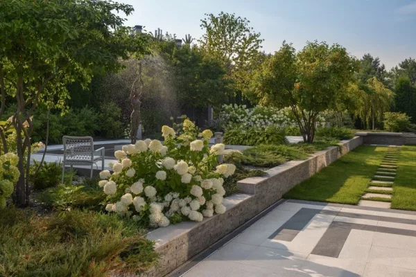 Shades of Green landscape project, view toward the Gaia statue
